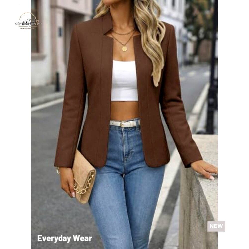 Wool Blend Blazer Jacket Slim Fit Fully Lined Casual Work Office Coat - Picture 2 of 7
